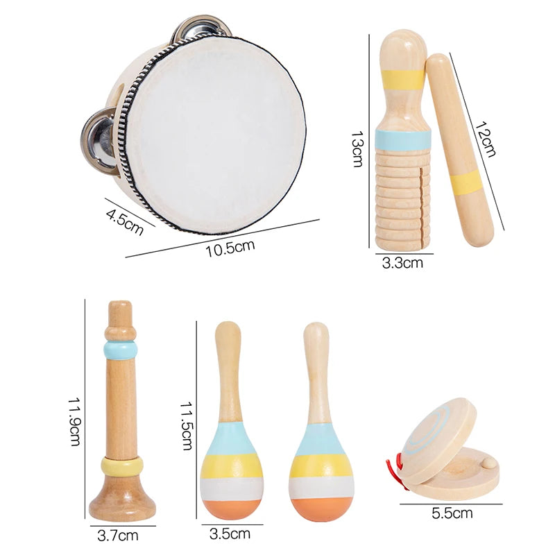 Wooden Musical Instrument Montessori Music Set Baby Children Percussion Instrument Toy Early Educational Knocking Toys for Kids