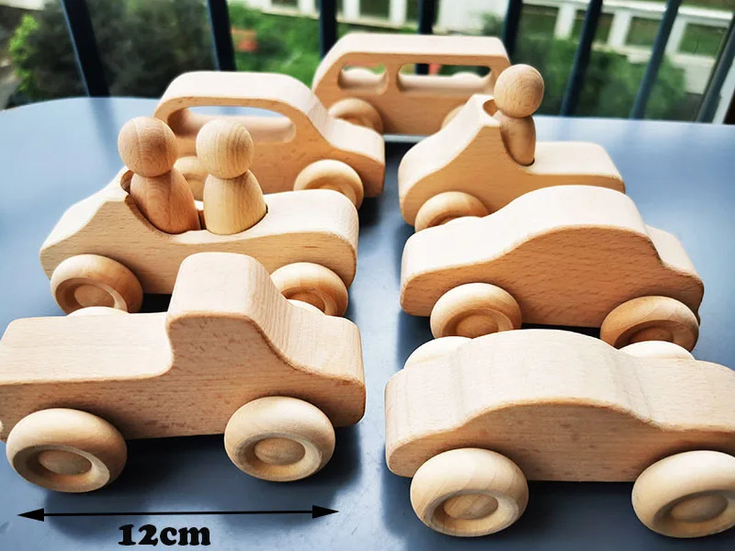Unpaint Beech Trees Cars Basswood Building Bridge Kids Wooden Montessori Stacking Blocks