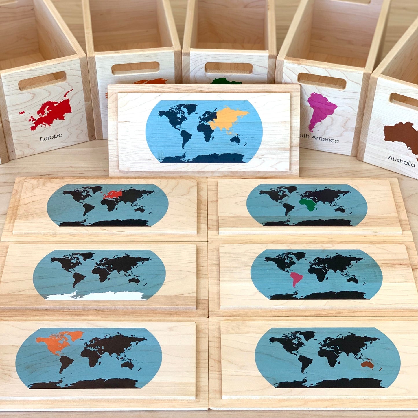 SET of 7 Montessori Continent Boxes