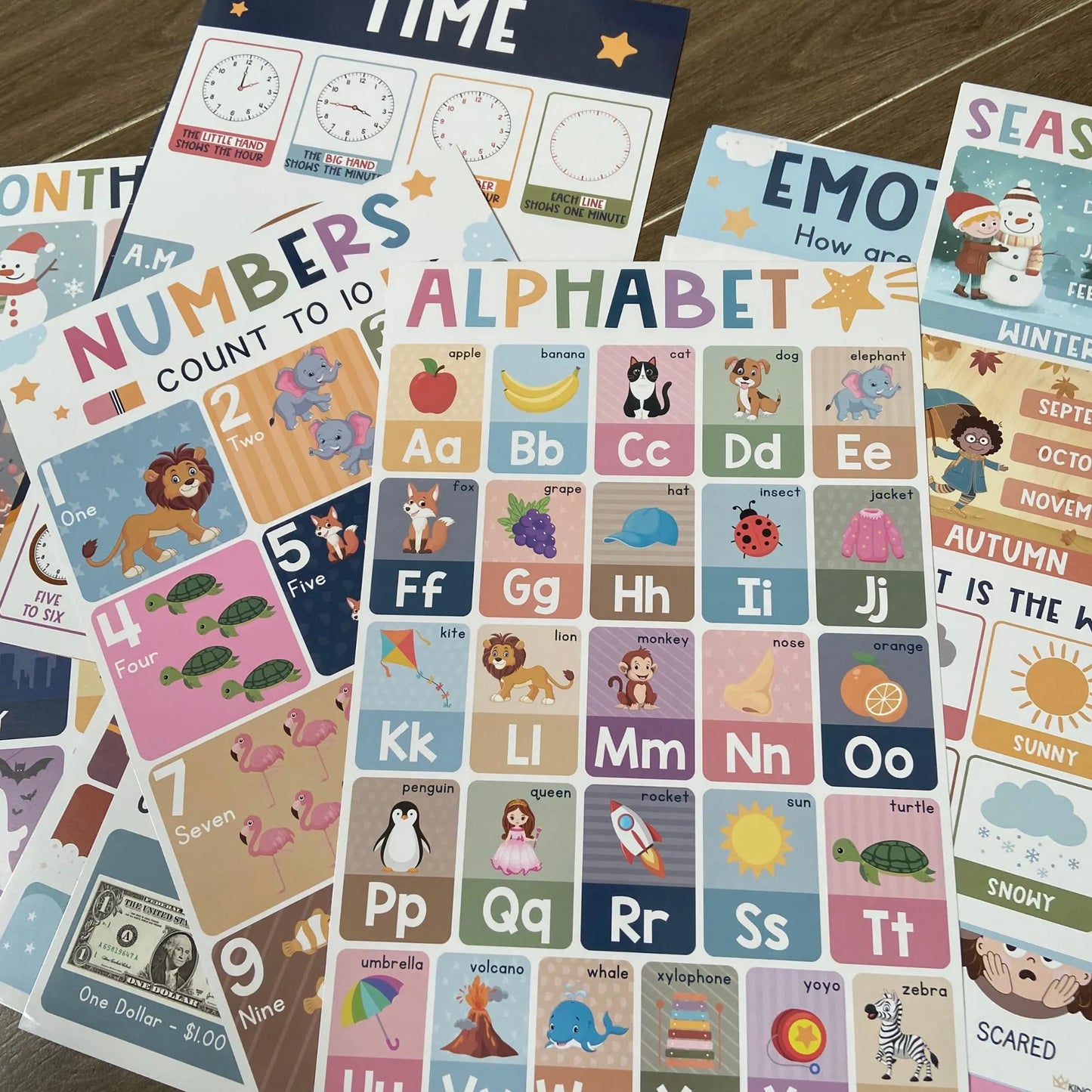 16PCS Boho Educational Posters Set for Toddlers | Calm Learning Charts | Montessori Preschool Wall Decor | Homeschool Classroom Posters