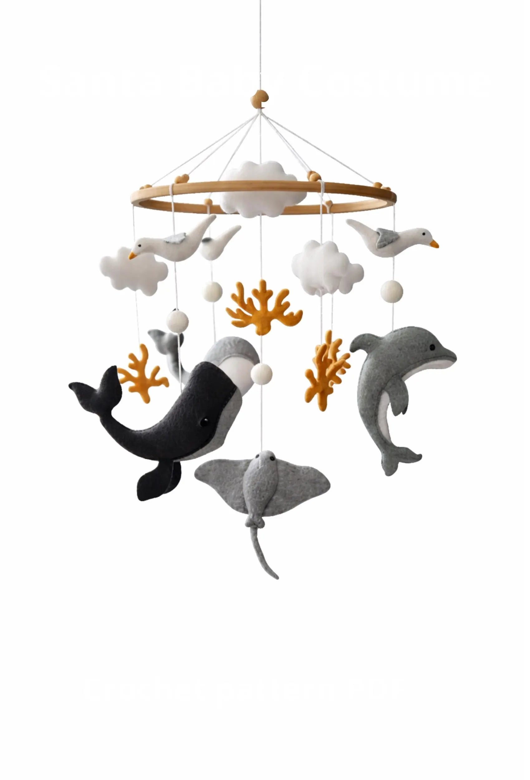 Whale Baby Mobile – Handmade Felt Crib Mobile under the Sea Coastal Nursery Decor Whale Baby Nursery Ocean Baby Mobile
