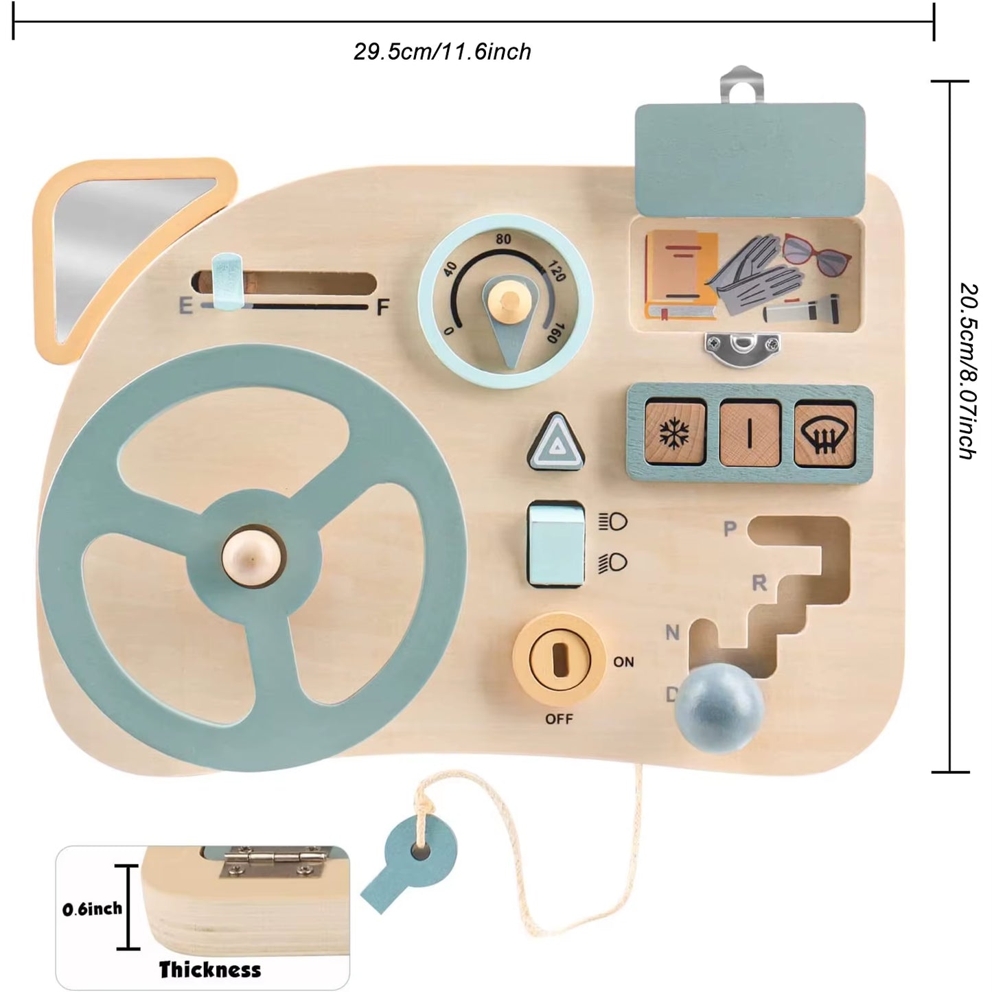 Montessori Toy Steering Wheel Wooden Busy Board Wooden Sensory Toys for Toddlers Preschool Travel Learning Activities