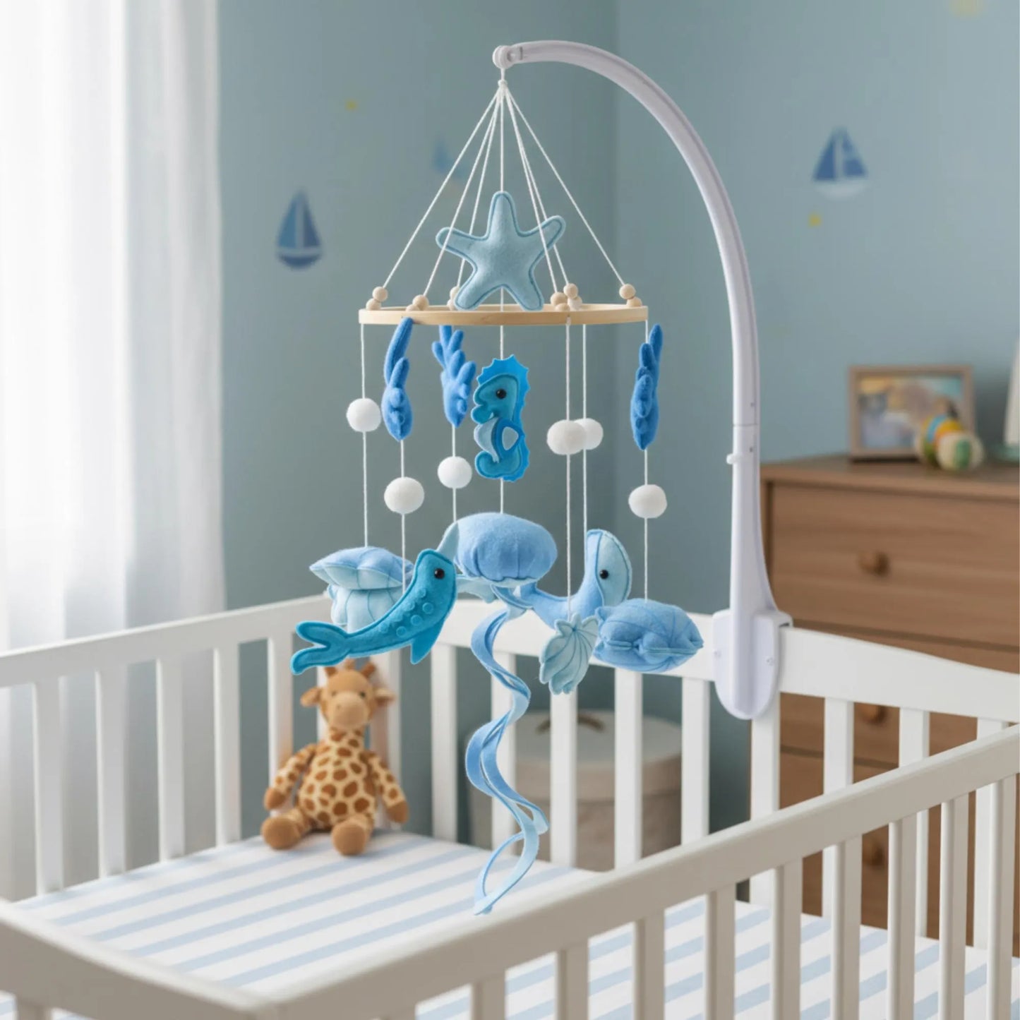 Coastal Baby Mobile | Handmade Felt Ocean Sea Life Nursery Decor