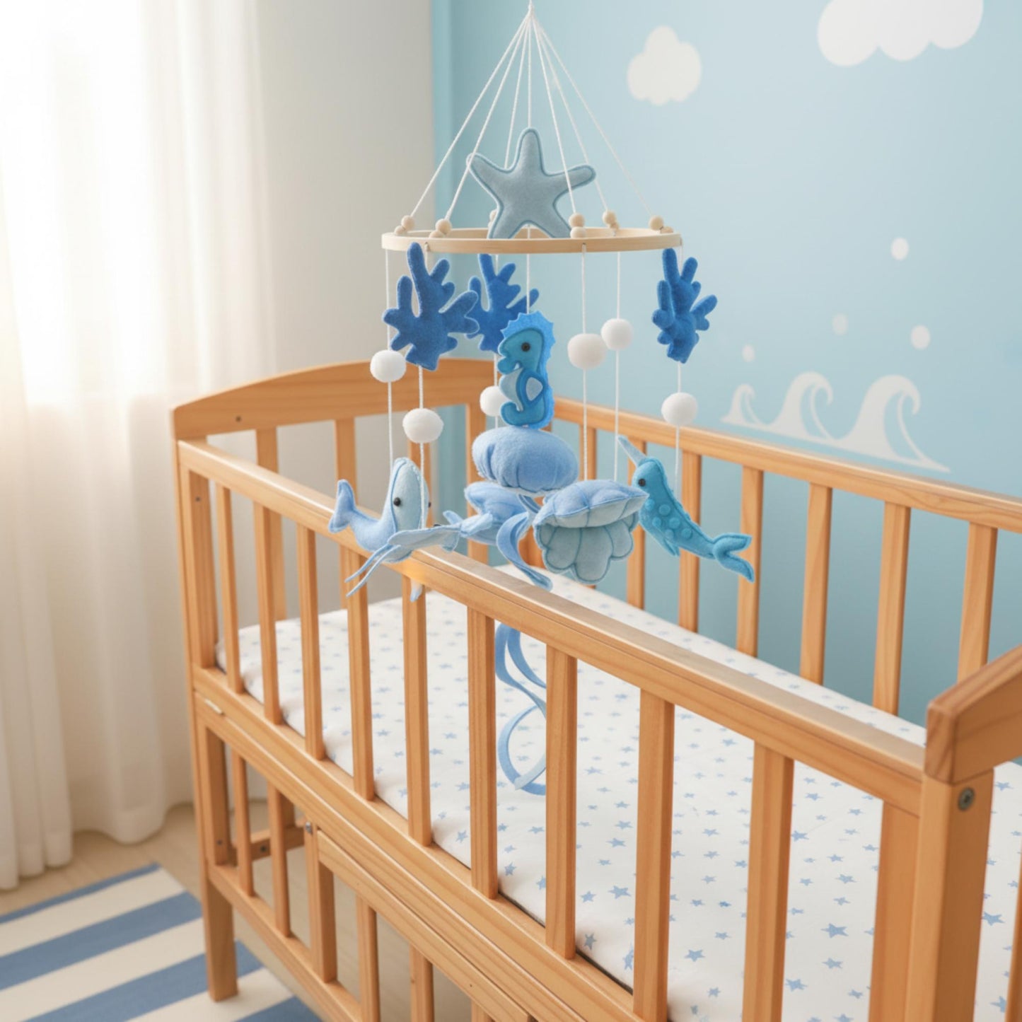 Coastal Baby Mobile | Handmade Felt Ocean Sea Life Nursery Decor