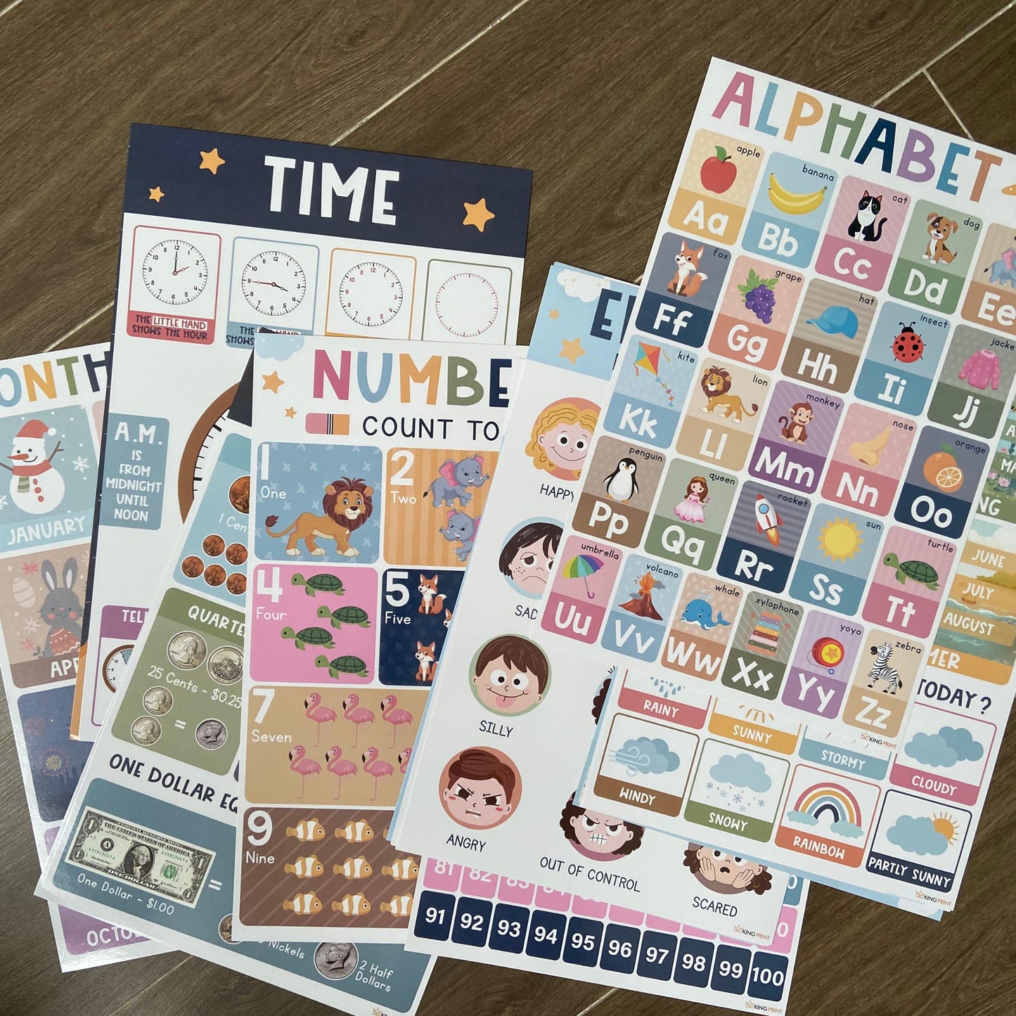 16PCS Boho Educational Posters Set for Toddlers | Calm Learning Charts | Montessori Preschool Wall Decor | Homeschool Classroom Posters