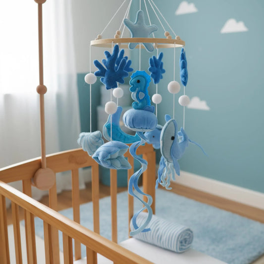 Coastal Baby Mobile | Handmade Felt Ocean Sea Life Nursery Decor