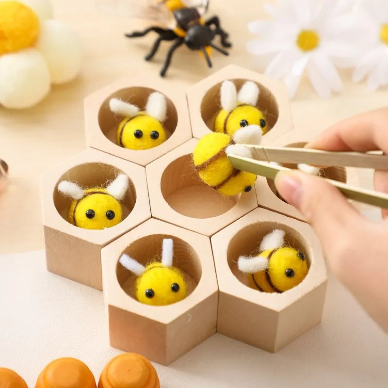 Sensory Bee Toys Newborn Fine Motor Skill Toy Montessori Game Bees Montessori Wooden Creative Baby 0 12 Months Play Toys Gifts