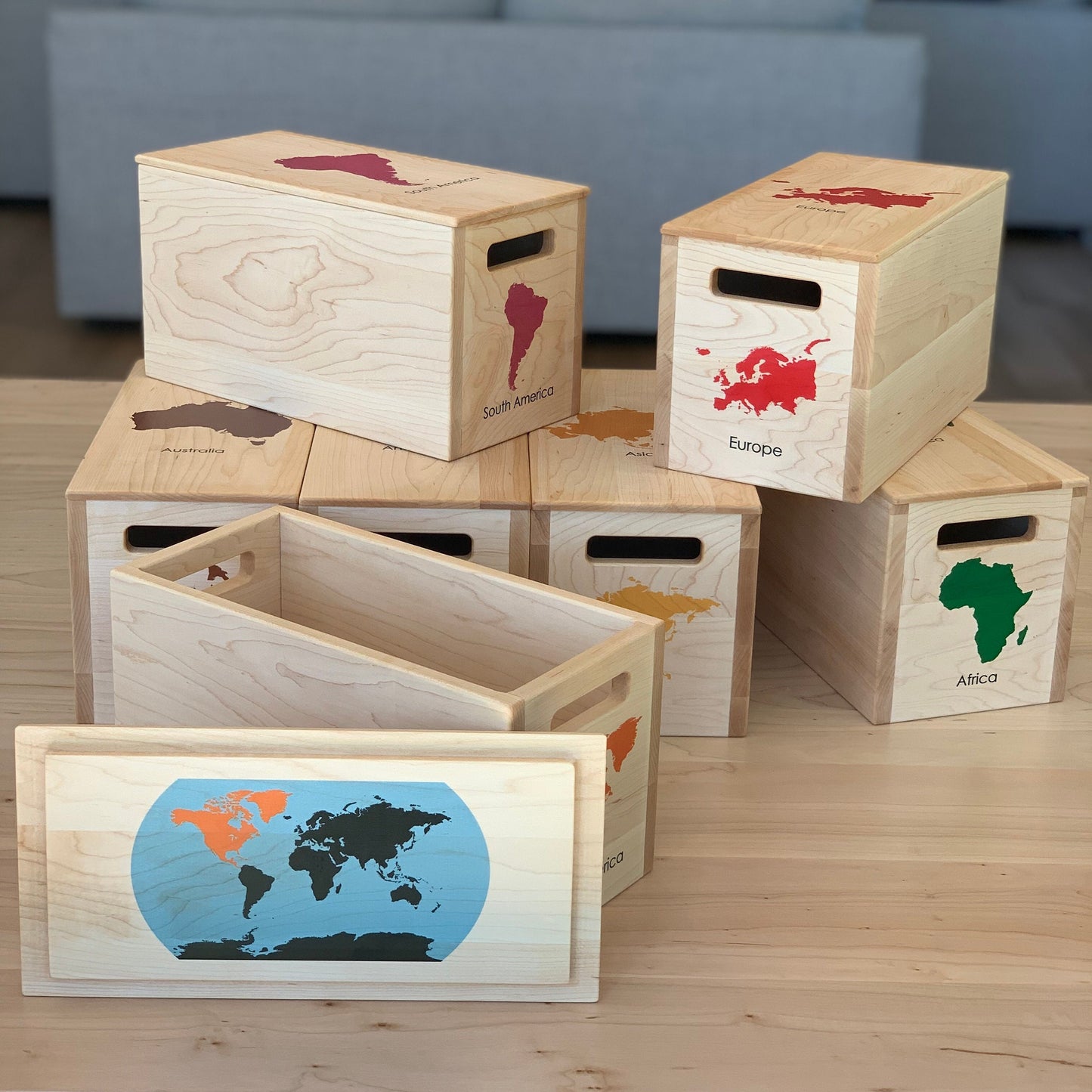 SET of 7 Montessori Continent Boxes