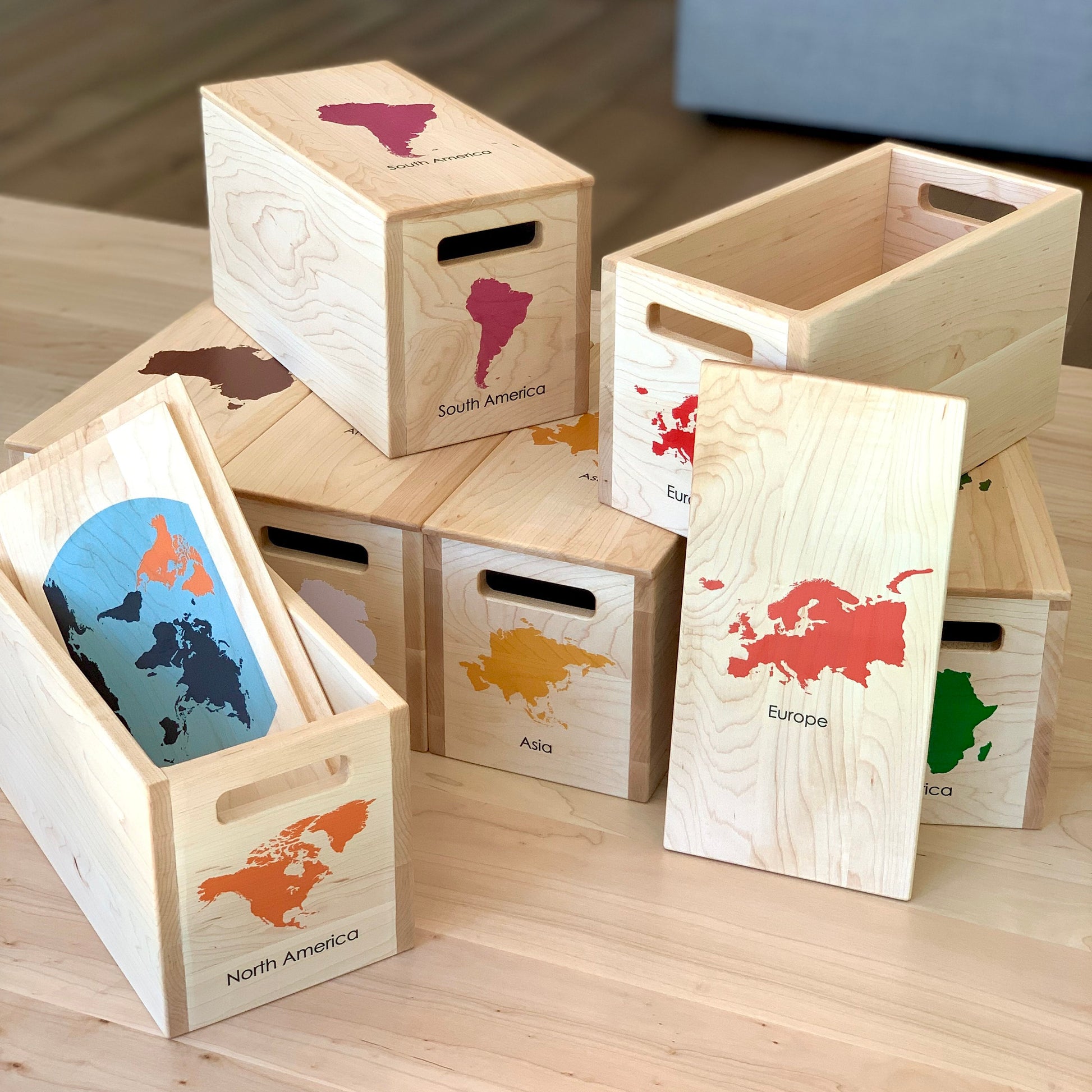 SET of 7 Montessori Continent Boxes