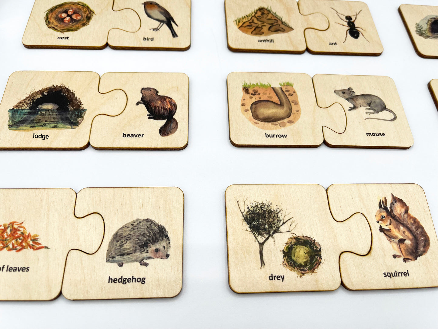 Montessori Wood Animals Puzzle/ Animals Habitat Sorting Game/ Nature Study/ Montessori Matching Activity/ Homeschool Preschooler Activity
